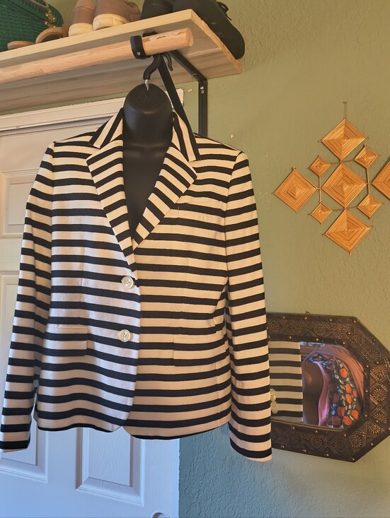Lauren Ralph Lauren Jackets & Blazers - Lauren Ralph Lauren Black White Striped Nautical Tailored Blazer Jacket - Size 6